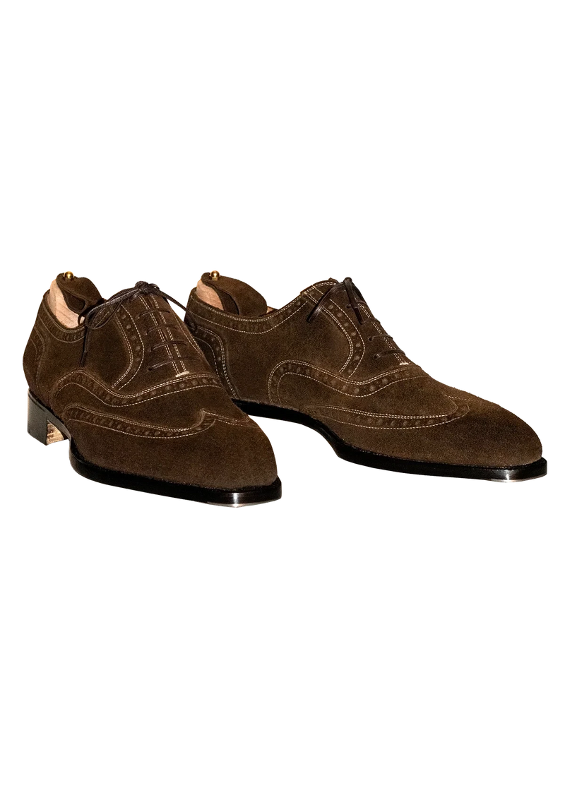 Brown Suede Wingtip Oxfords