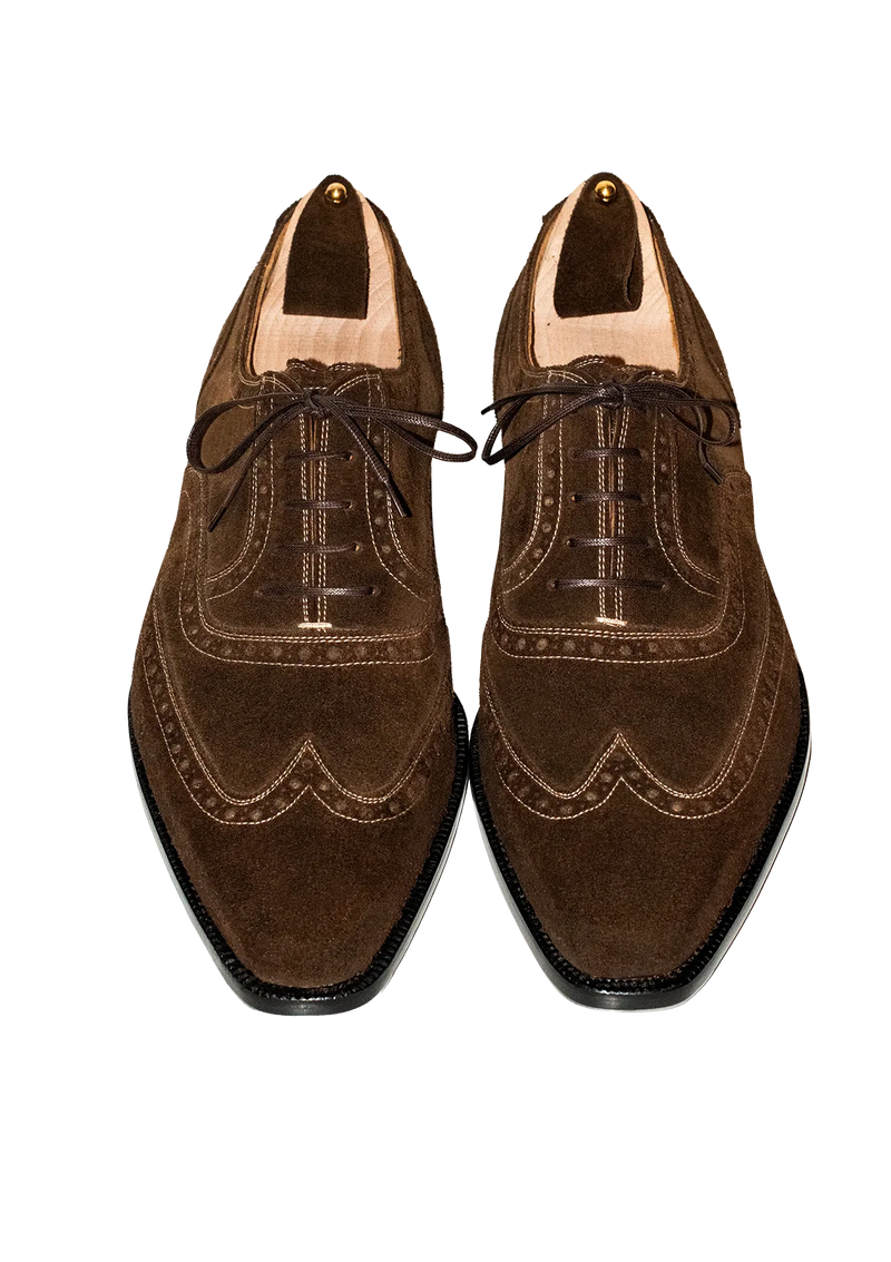 Brown Suede Wingtip Oxfords