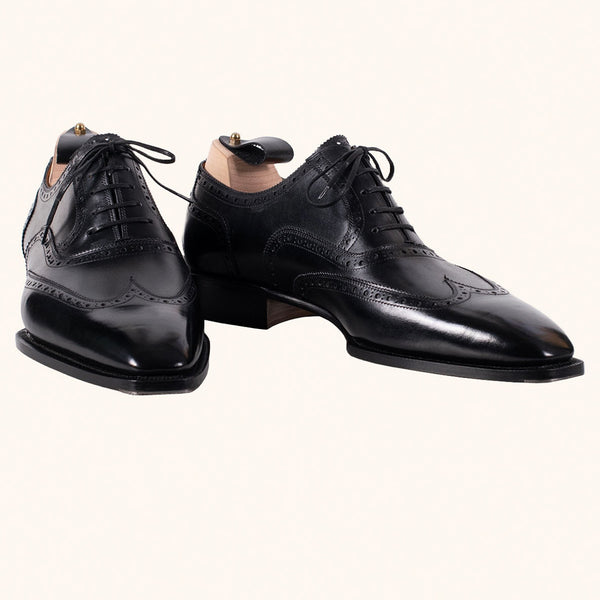Black Brogued Wingtip Oxfords | Stefano Bemer Black Brogued Wingtip Oxfords | Stefano Bemer