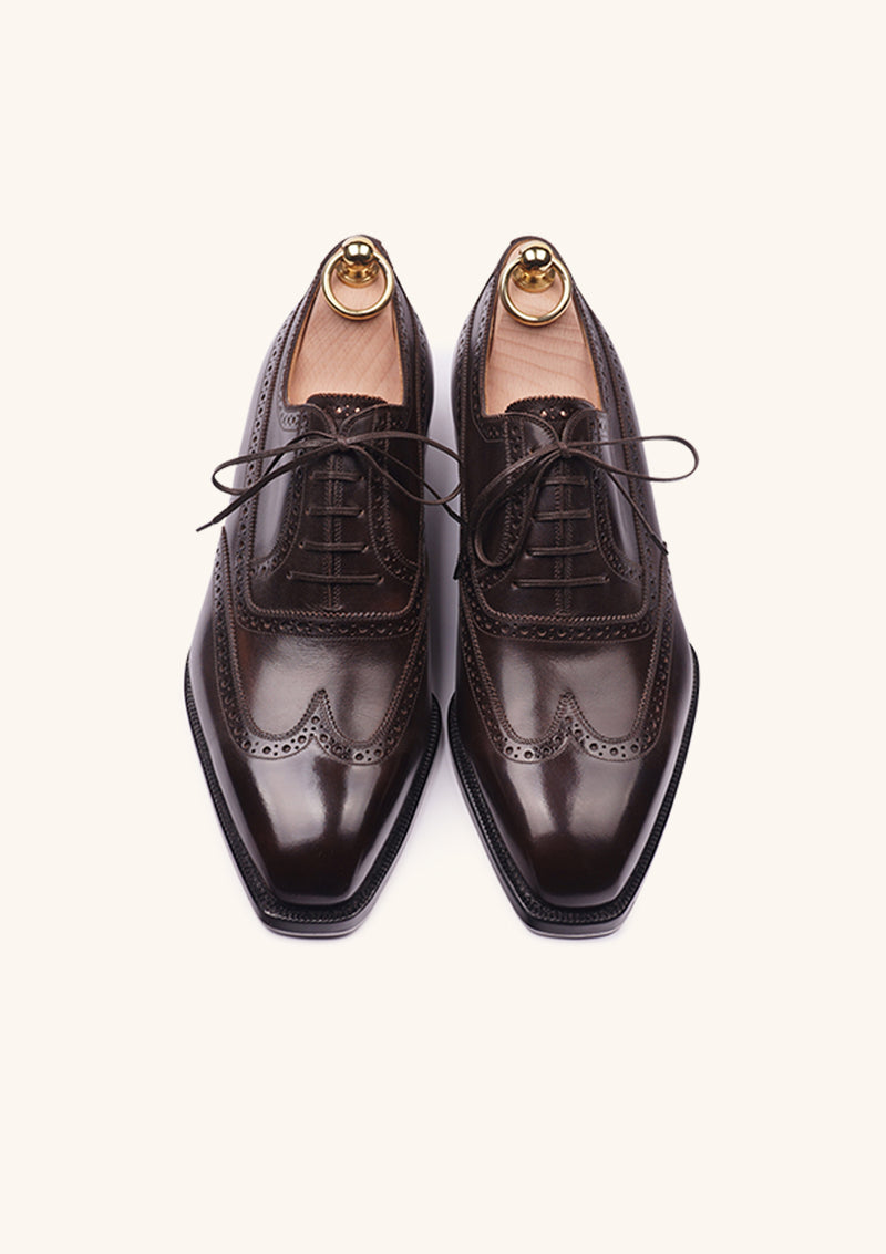 Dark brown brogued Oxfords