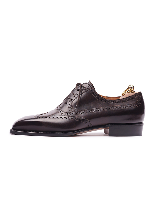 Dark brown brogued Oxford