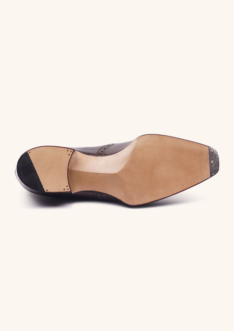 Dark brown brogued Oxfords
