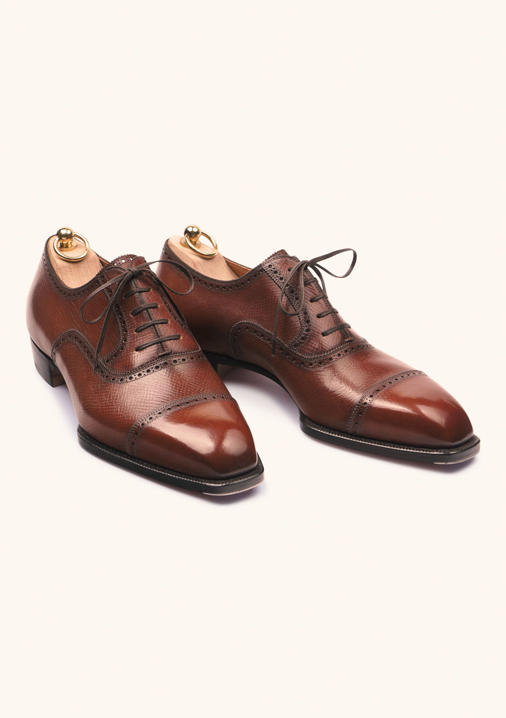 Brown Semi-brogue Cap toe Shoes with patine | Stefano Bemer Brown Semi-brogue Cap toe Shoes with patine | Stefano Bemer