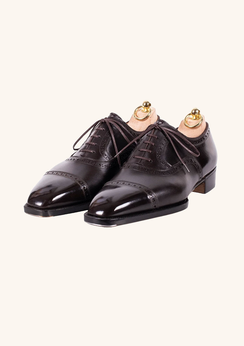 Dark Brown Brogued Captoe Oxfords