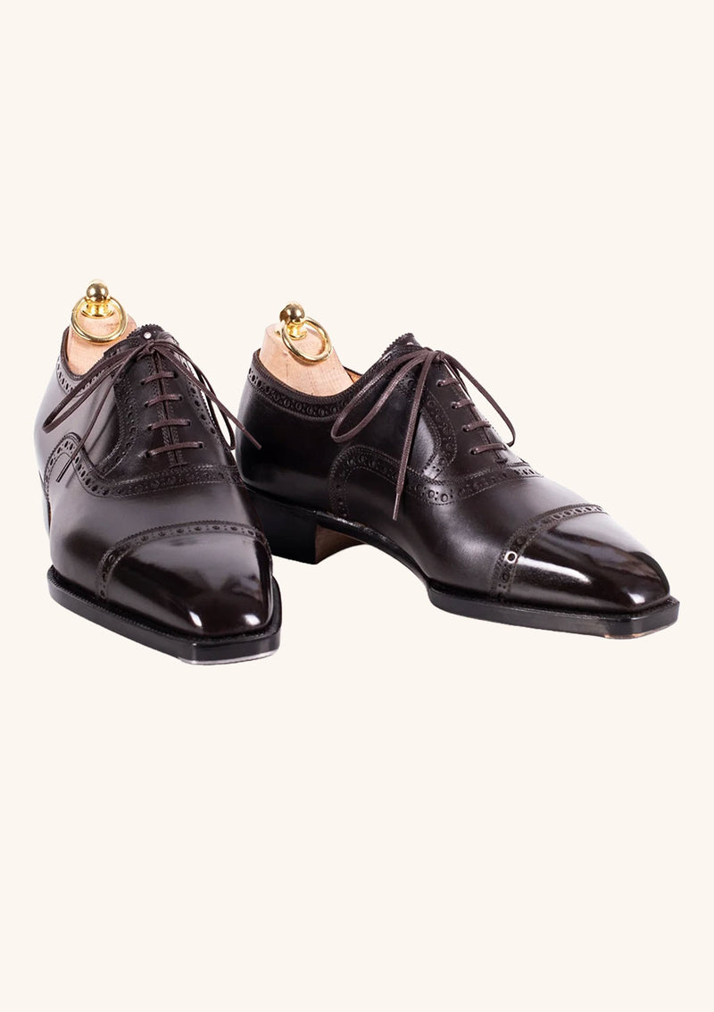 Dark Brown Brogued Captoe Oxfords