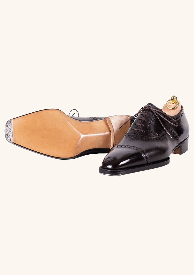 Dark Brown Brogued Captoe Oxfords