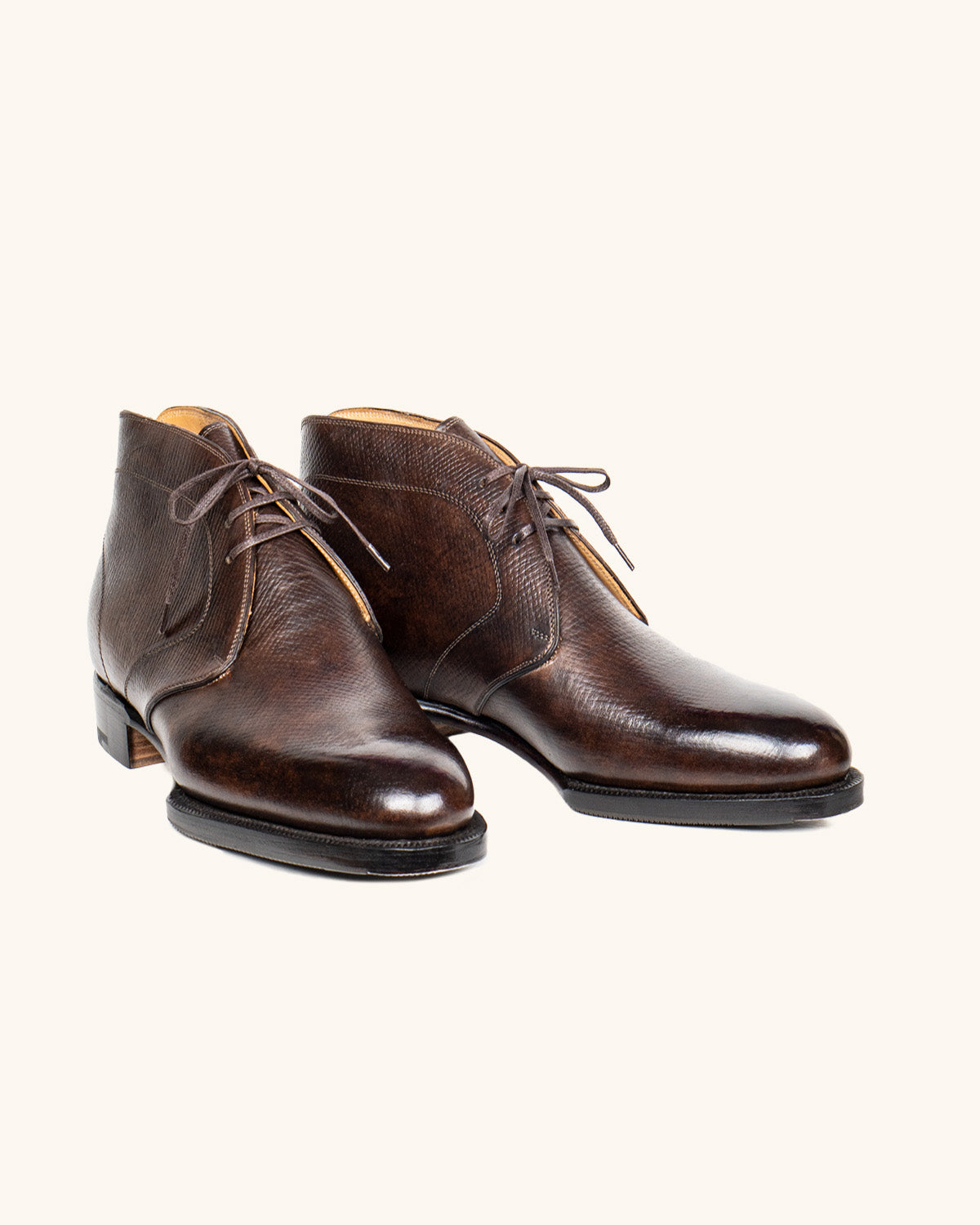 Hatched Dark Brown Calfskin Chukka Boots