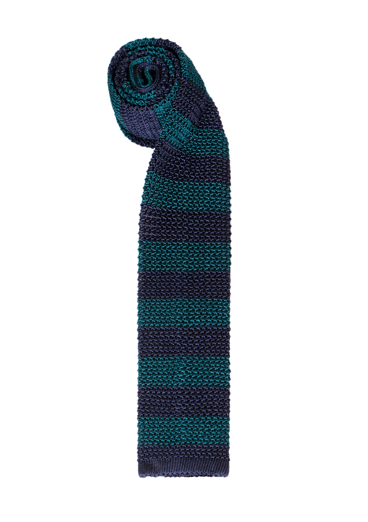 Forest Green & Navy Stripe Silk Tie