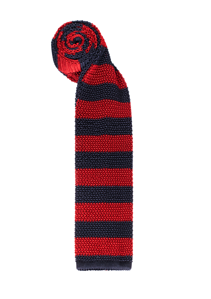 Red & Blue Stripe Silk Tie