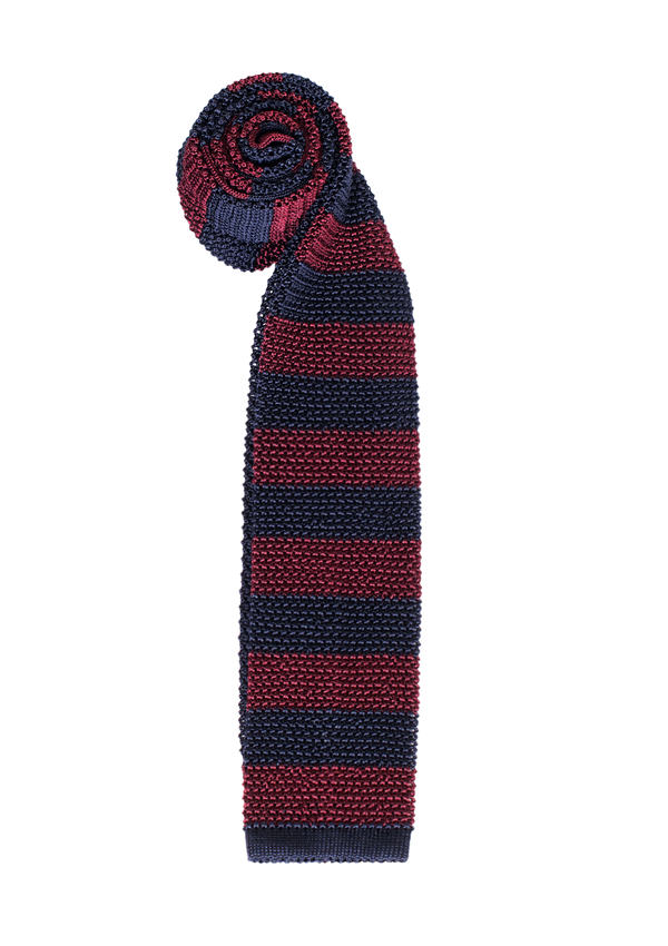 Burgundy & Blue Stripe Silk Tie