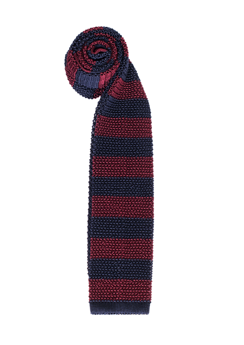 Burgundy & Blue Stripe Silk Tie