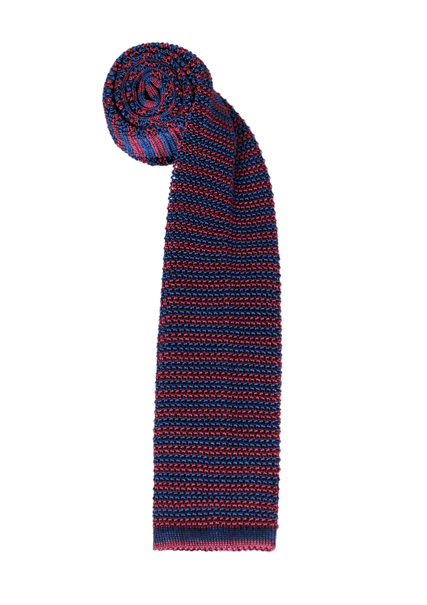 Burgundy & Blue Micro Stripe Silk Tie