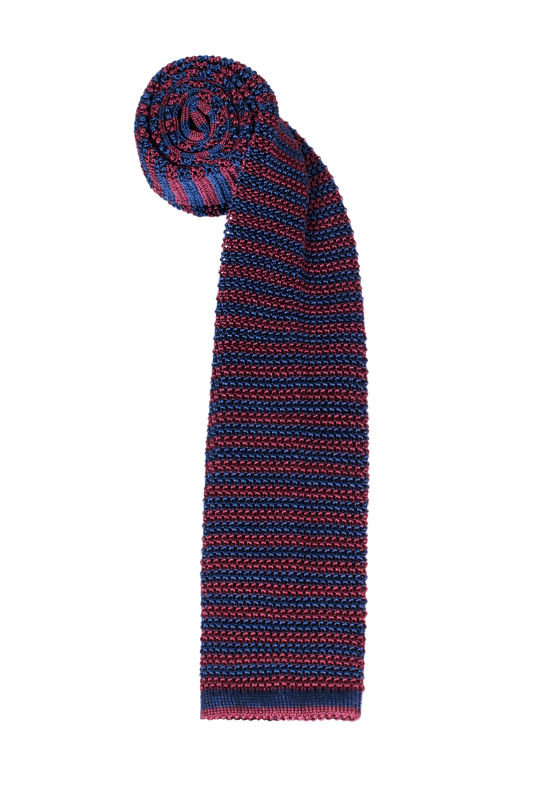 Burgundy & Blue Micro Stripe Silk Tie