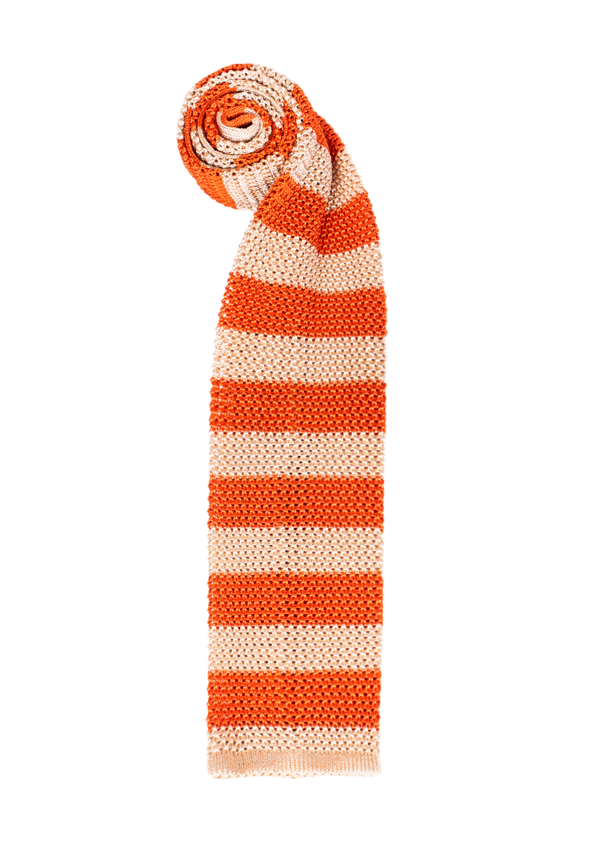 Cream & Orange Stripe Silk Tie