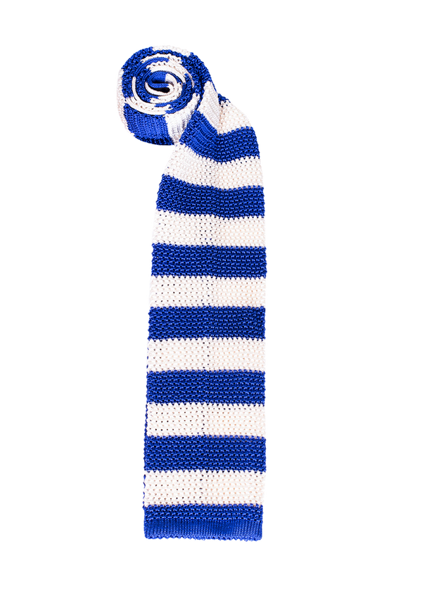 Blue & White Stripe Silk Tie