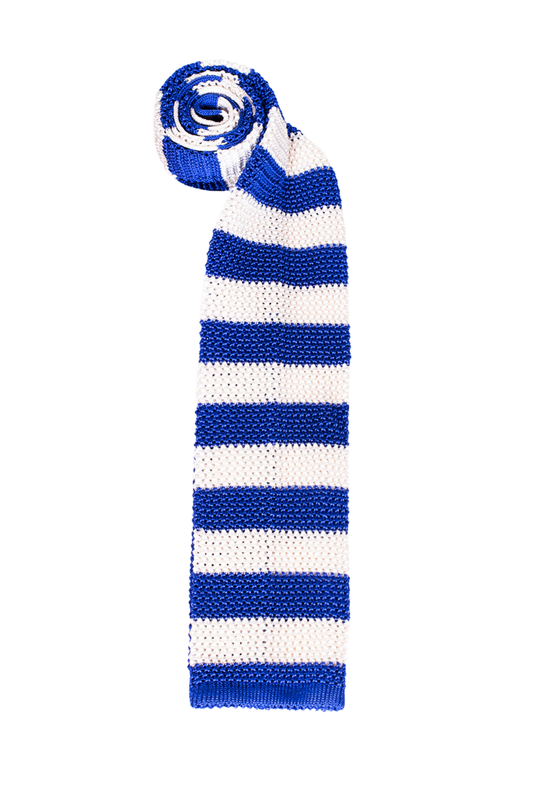 Blue & White Stripe Silk Tie