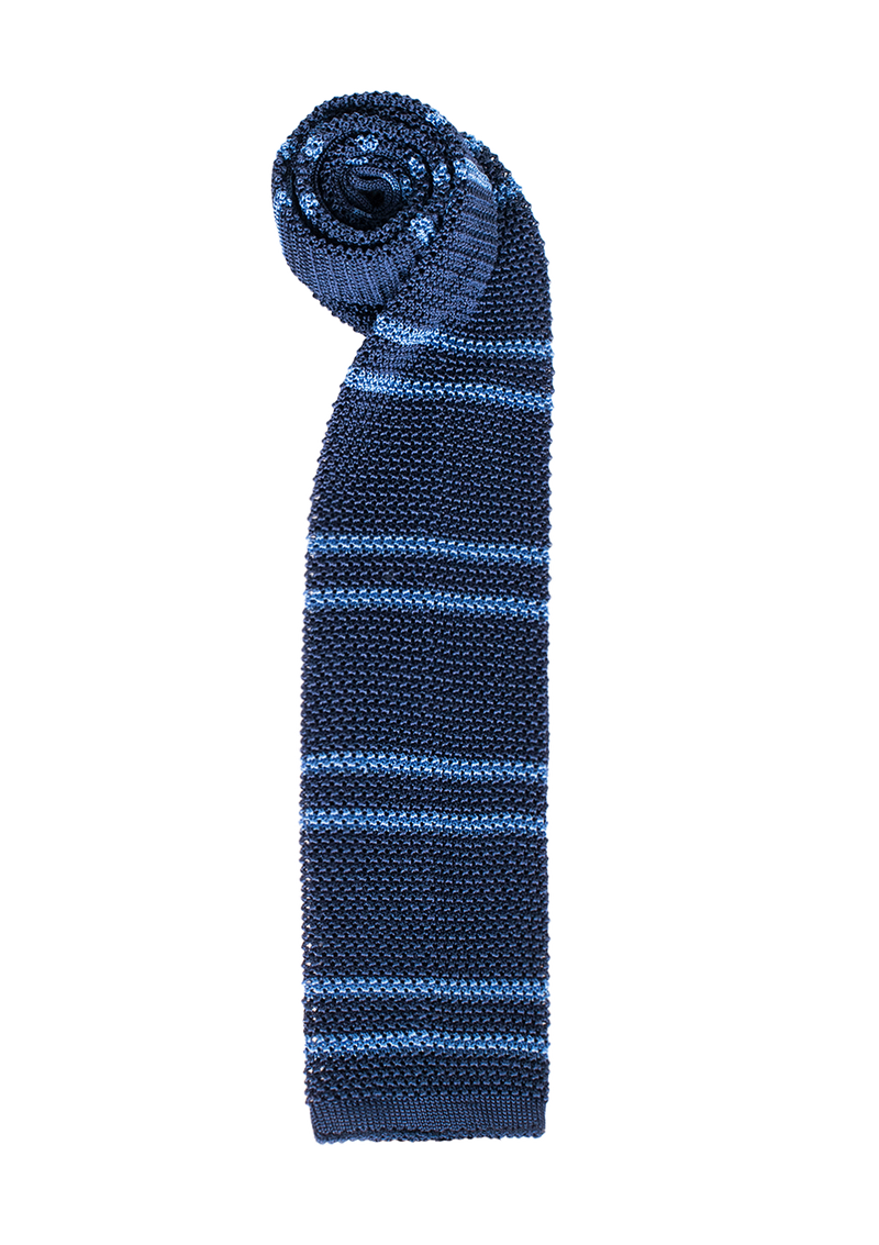 Navy & Azure Stripe Silk Tie