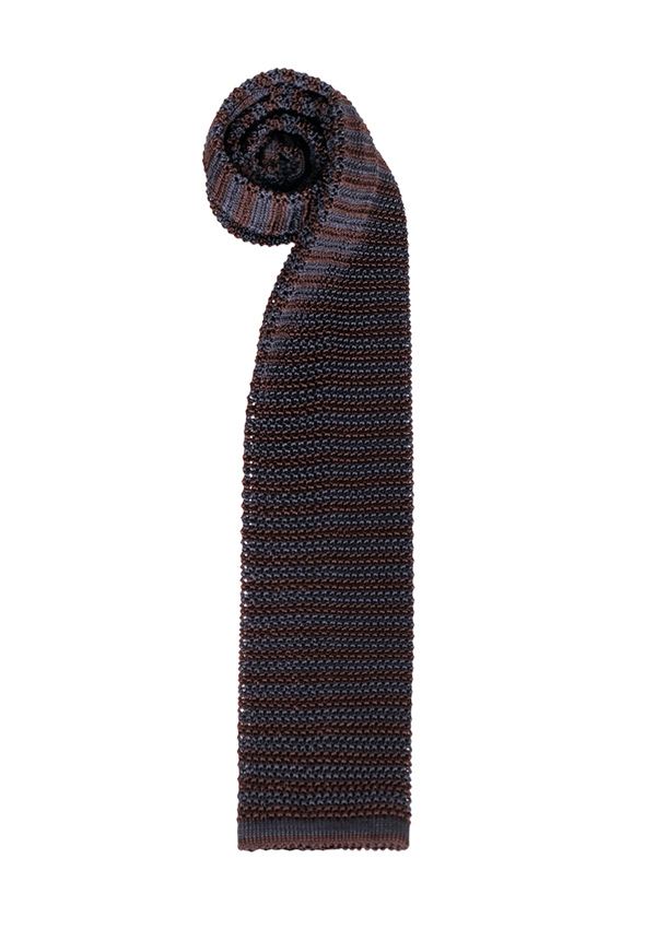 Dark Brown & Navy Micro Stripe Silk Tie