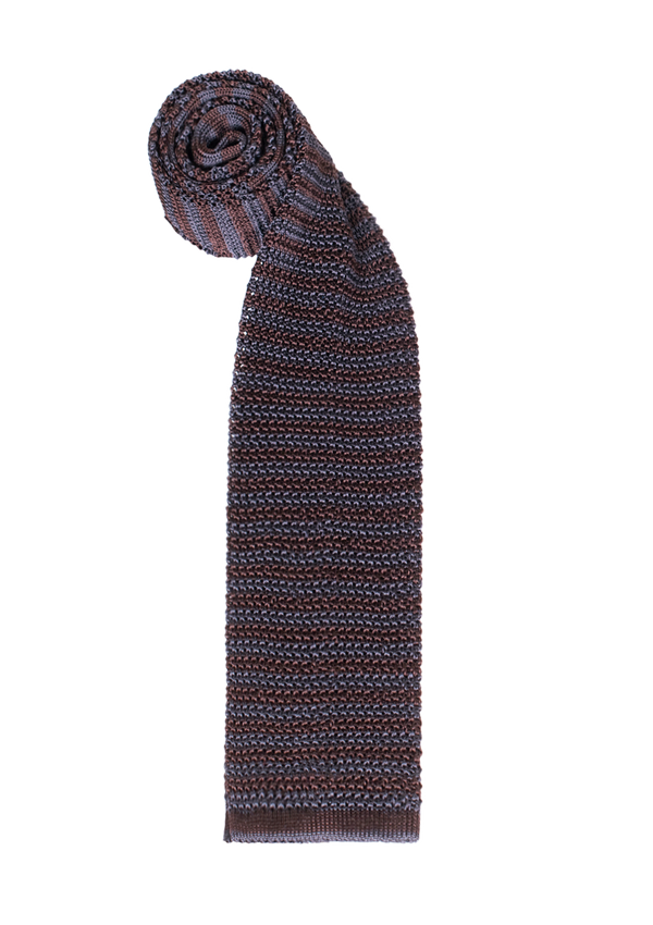 Brown & Navy Micro Stripe Silk Tie