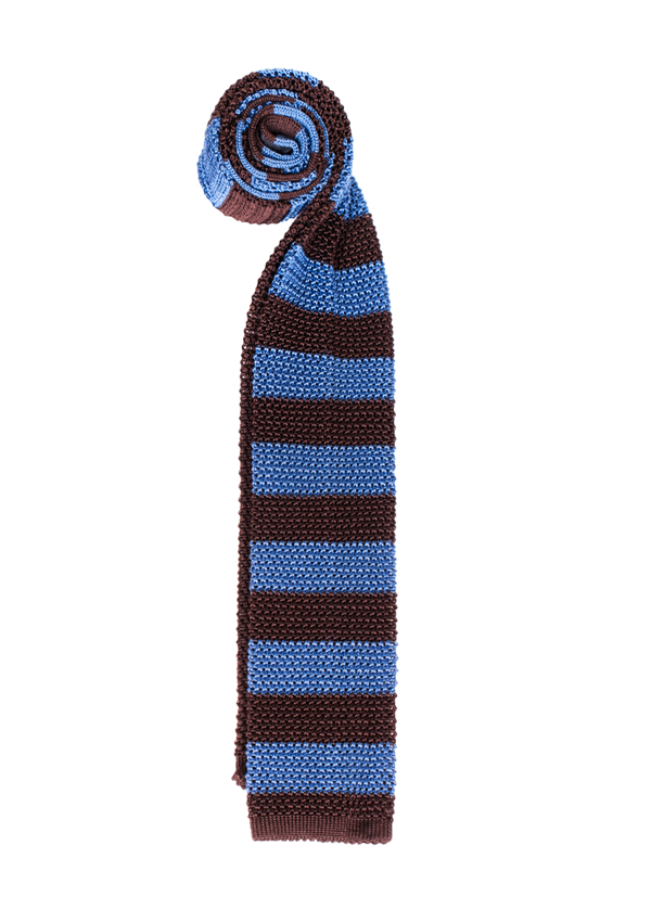 Brown & Azure Stripe Silk Tie