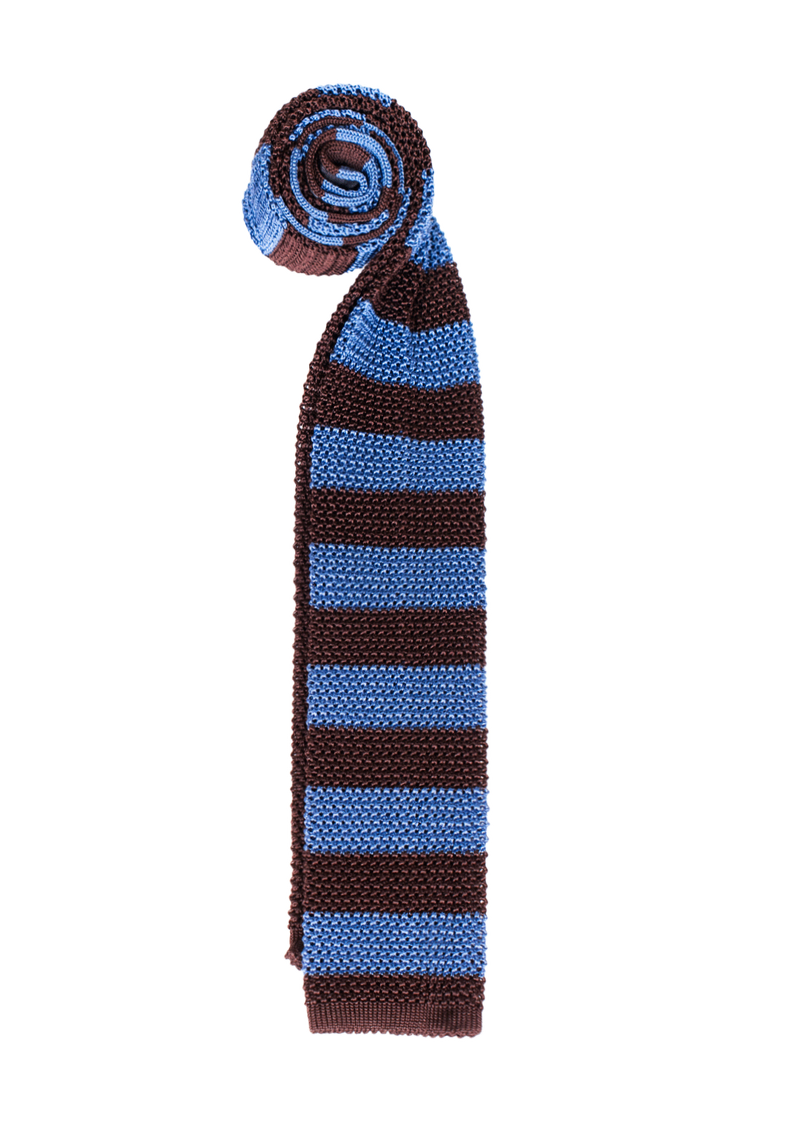 Brown & Azure Stripe Silk Tie