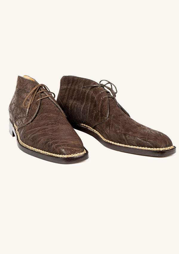 Chocolate Brown Chukka Boots in Elephant Leather