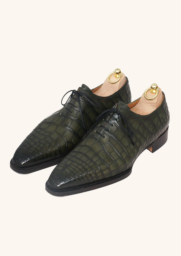 Green Alligator Wholecut Oxfords