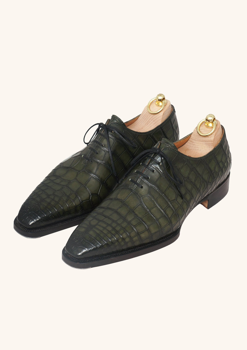 Green Alligator Wholecut Oxfords