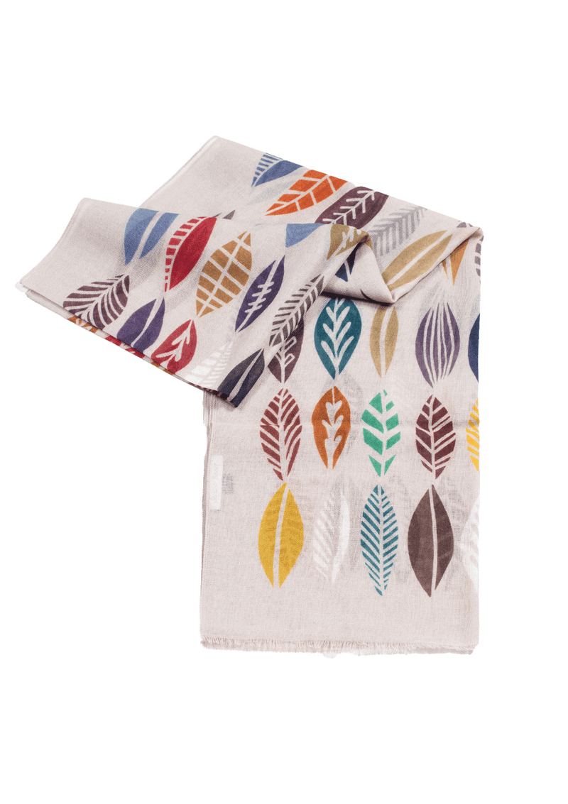 Beige Leaf Pattern Scarf