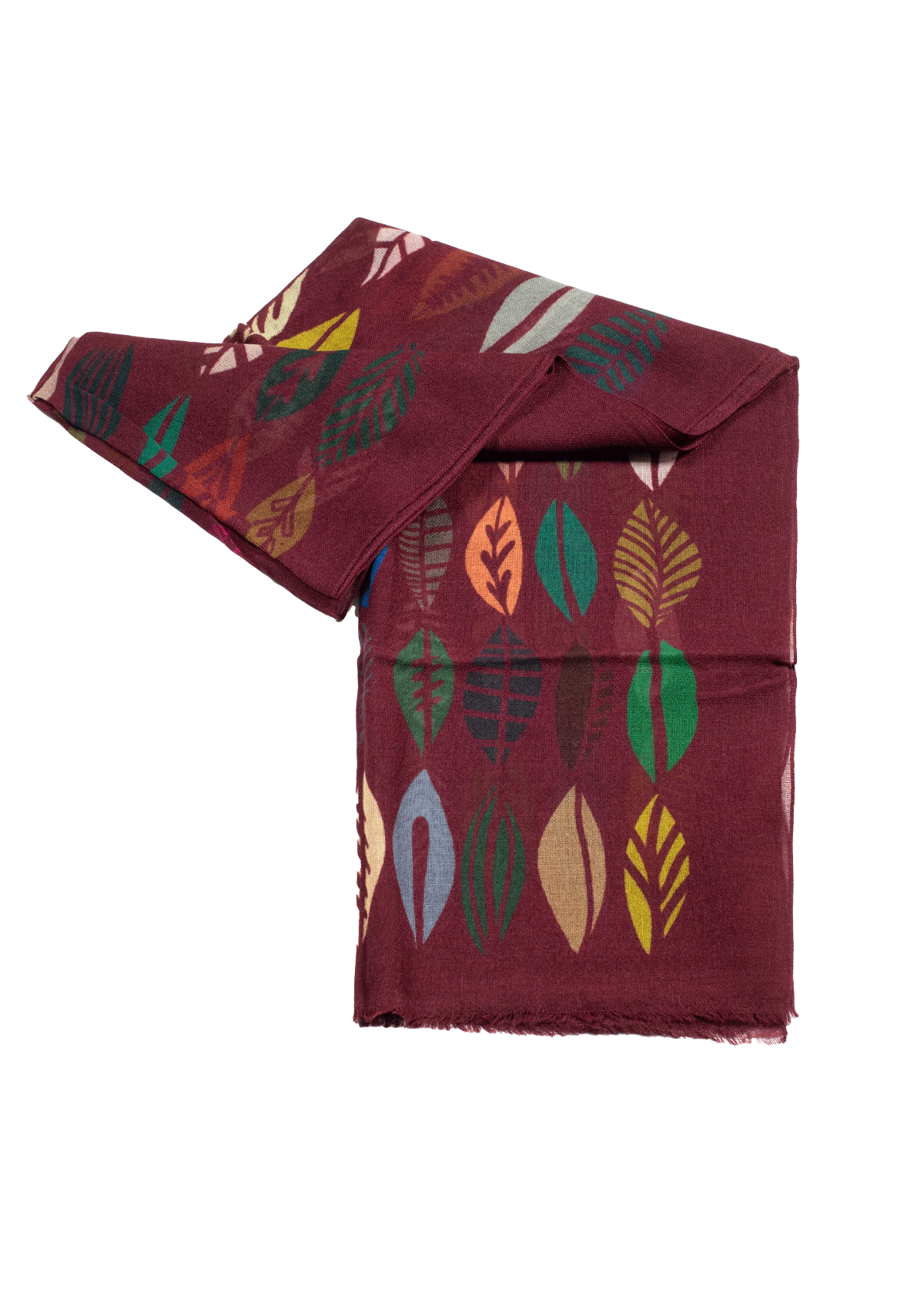 Burgundy Leaf Pattern Scarf