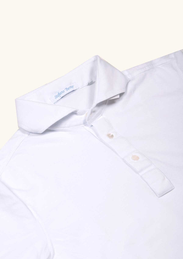 White Stone Washed Cotton Polo Shirt