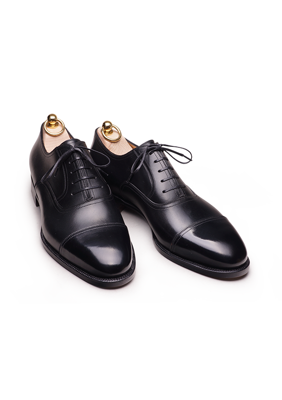 Black Cap Toe Oxford Shoes In French Box Calf | Stefano Bemer