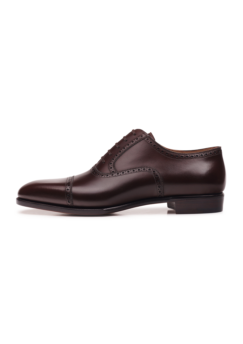 Dark Brown Cap toe Oxford Shoes in Box calf | Stefano Bemer
