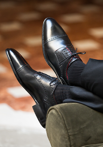 Brogue Zapatos Weston Historia Black Five Eyelets Derby Shoes In