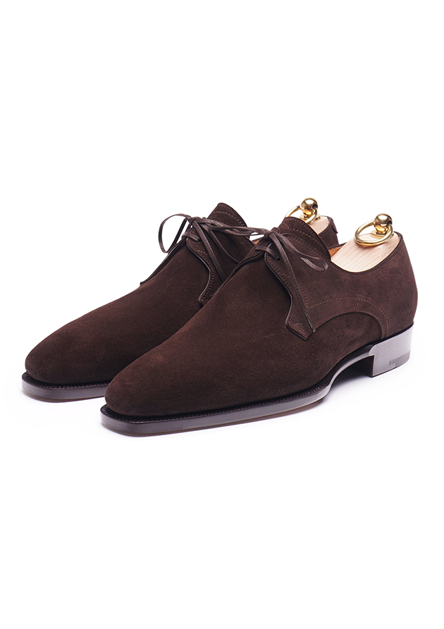 suede dress shoes Dark Brown Two Eyelets Derby Shoes in Janus Suede