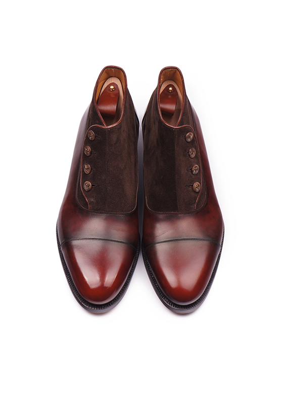 Brown Victorian Button Boot with patina Stefano Bemer