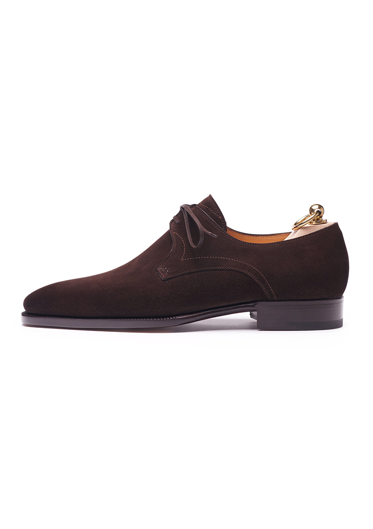 Dark Brown Two Eyelets Derby Shoes in Janus Suede | Stefano Bemer Dark Brown Two Eyelets Derby Shoes in Janus Suede | Stefano Bemer