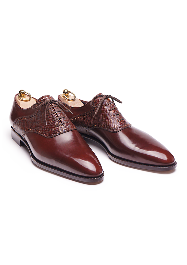Brown Saddle Oxford in Box calf and basketball leather | Stefano Bemer