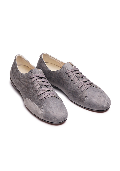 Grey Driving Derby Shoes in Kudu Waxy | Stefano Bemer