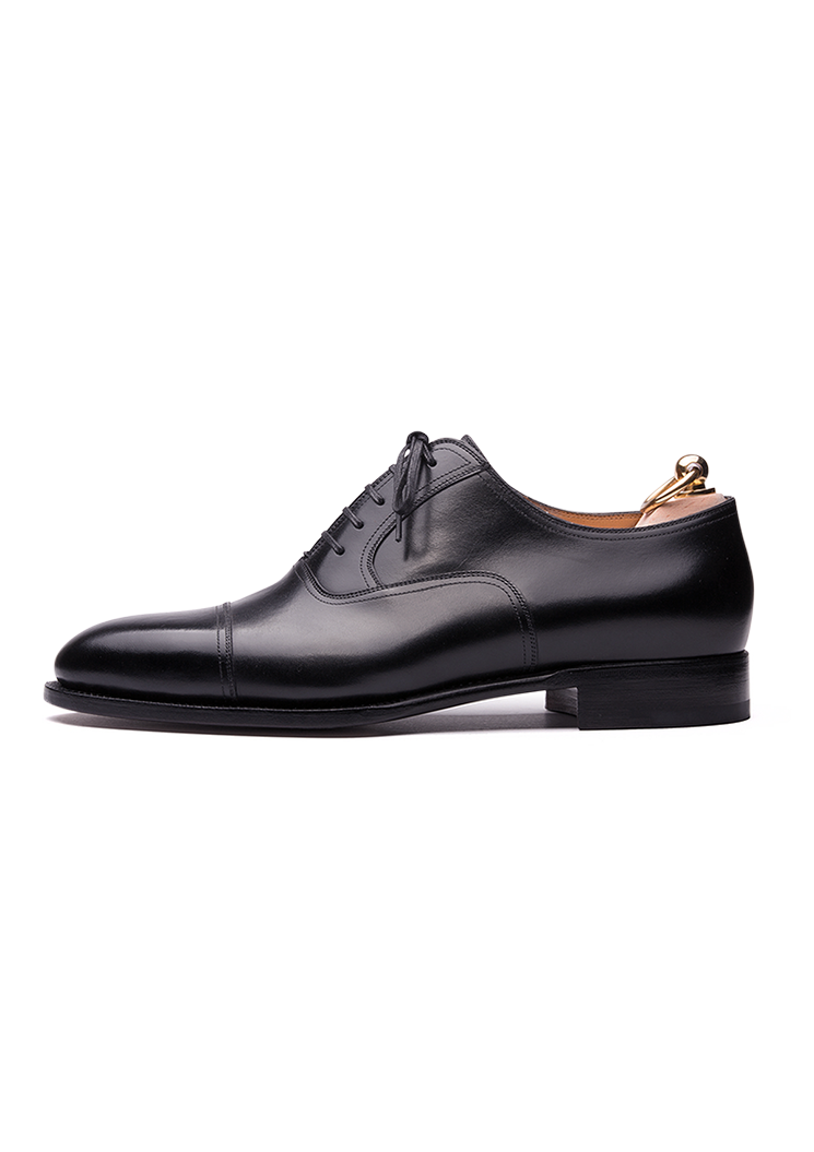 Black Cap Toe Oxford shoes in French Box Calf | Stefano Bemer