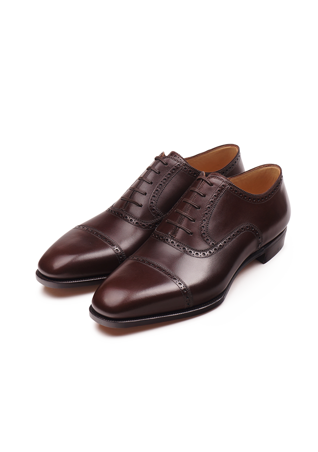 Dark Brown Cap toe Oxford Shoes in Box calf | Stefano Bemer