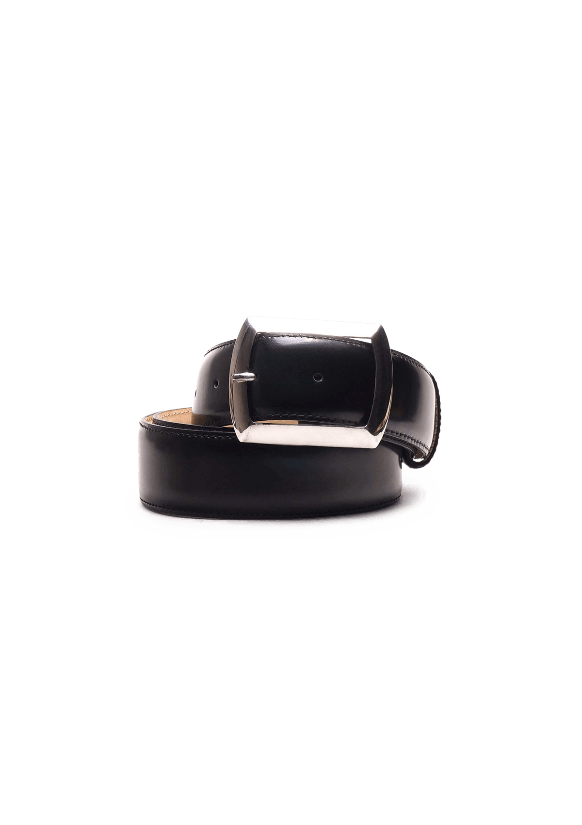 Black Leather Men's belt in French Box Calf