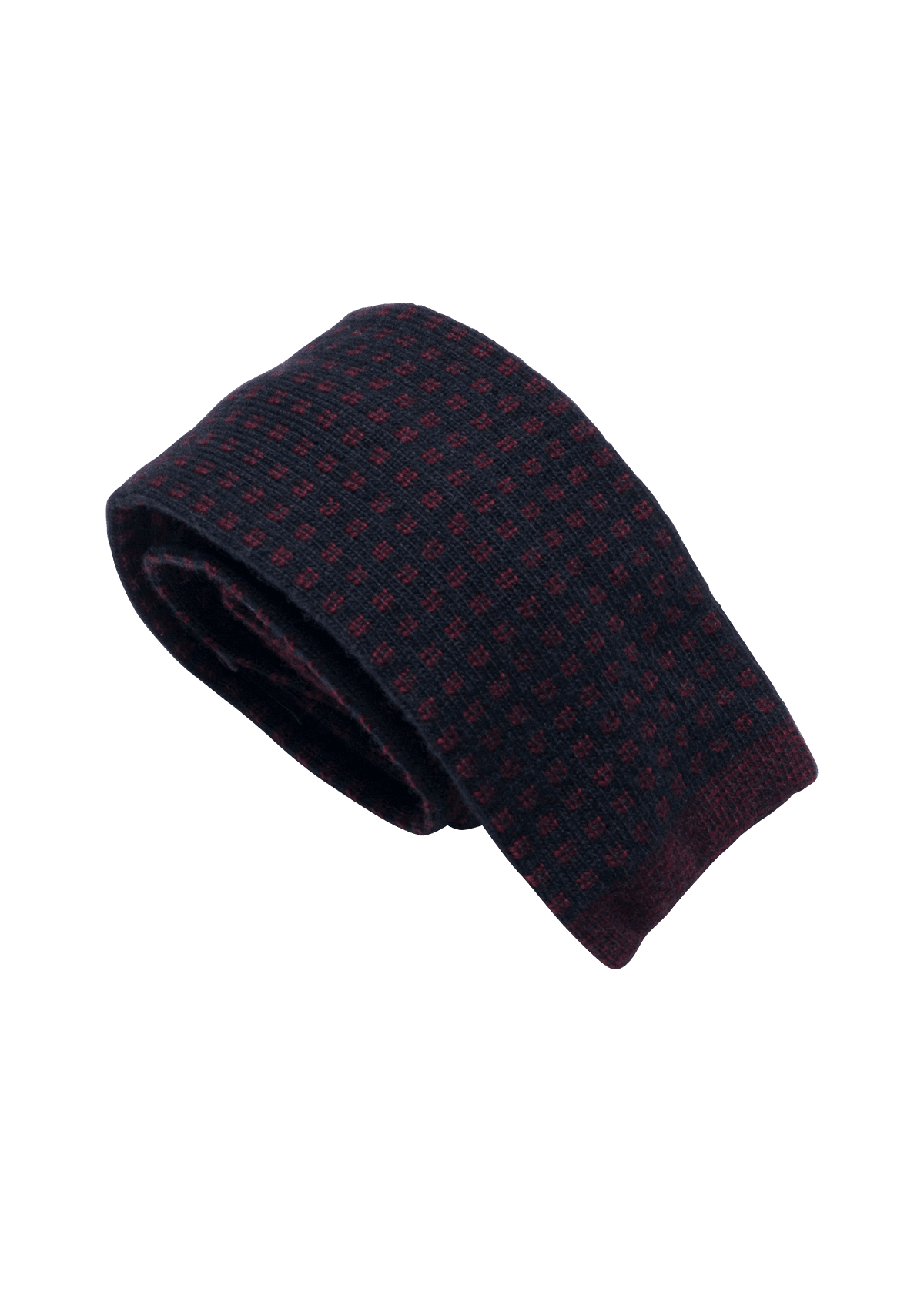 Navy Blue & Burgundy Wool Maglia Tie, Pattern 7