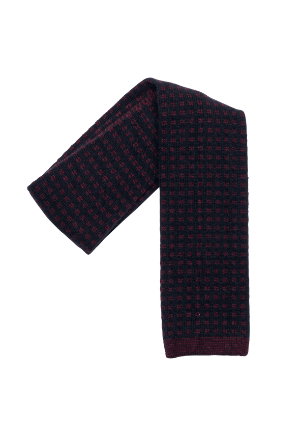 Navy Blue & Burgundy Wool Maglia Tie, Pattern 7