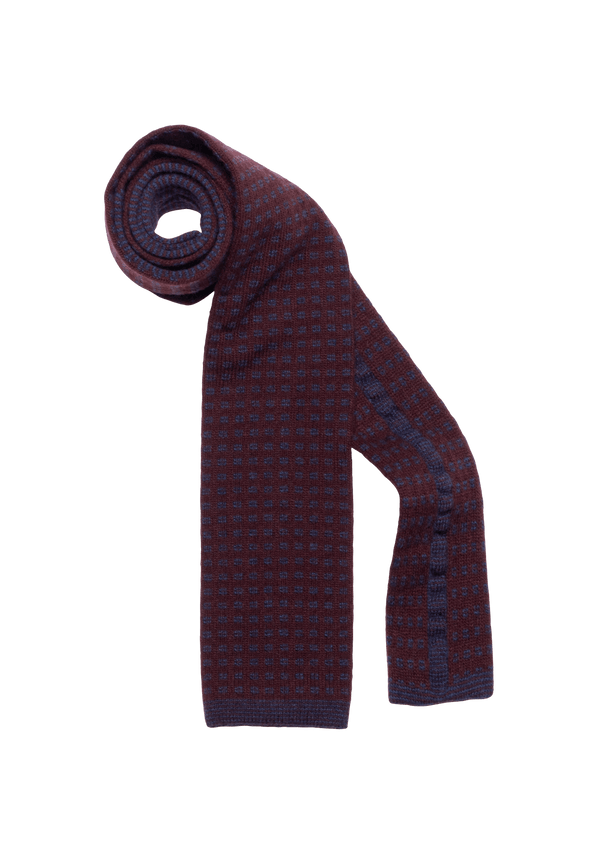 Burgundy & Blue Wool Maglia Tie, Pattern 7