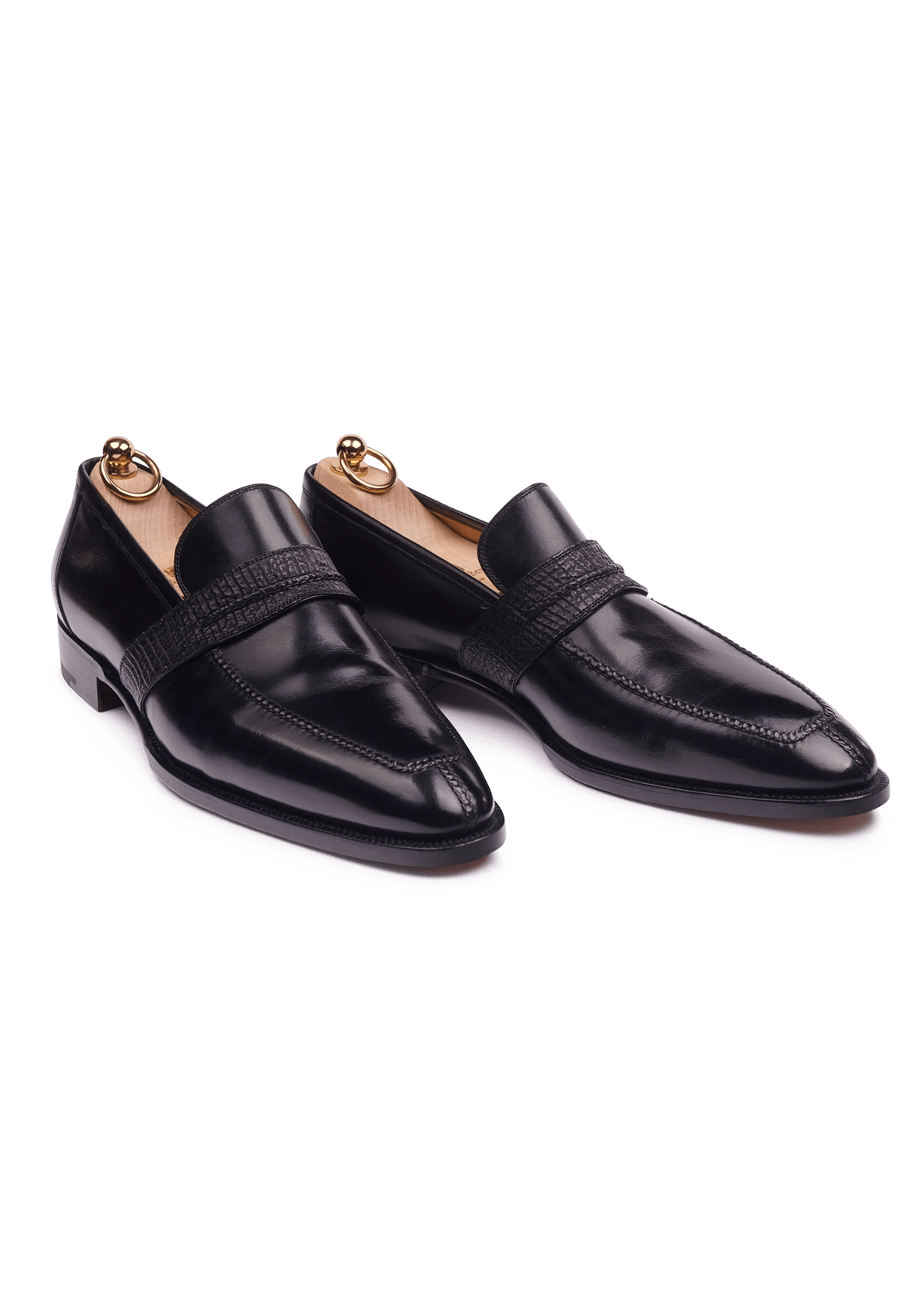 Black Loafers with Shark Penny Strap