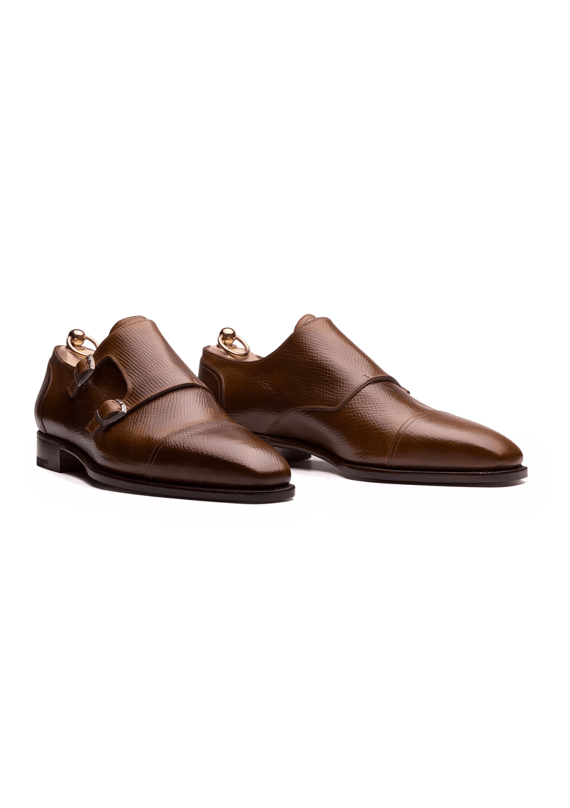 Tan double 2025 monk strap