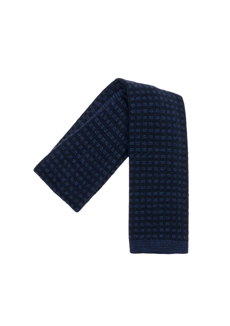 Navy Blue & Blue Wool Maglia Tie, Pattern 7