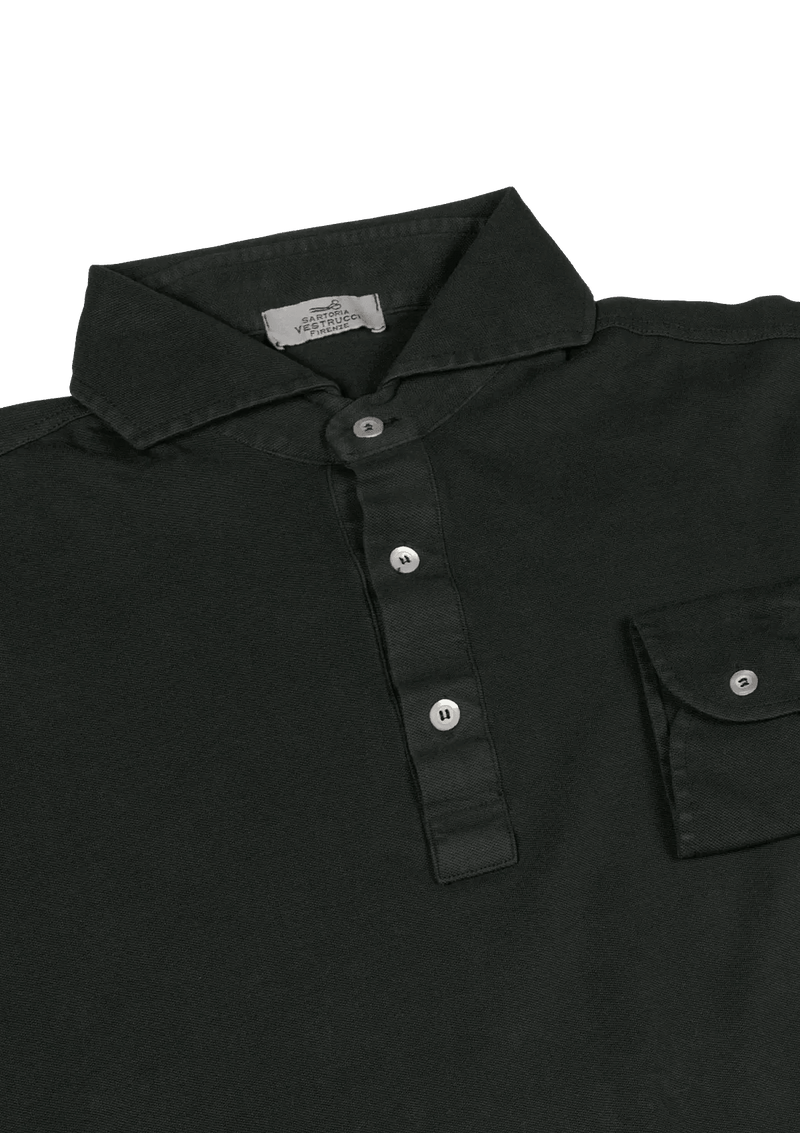 English Green Stone Washed Cotton Polo Shirt
