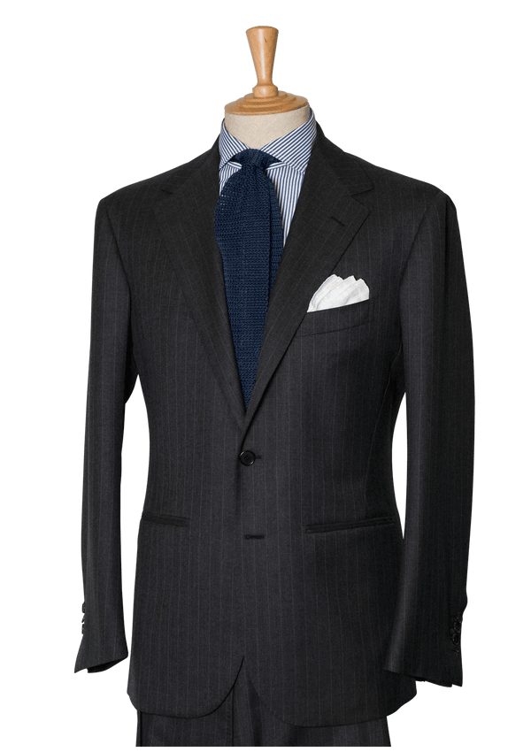 Men's Grey Pinstriped Wool